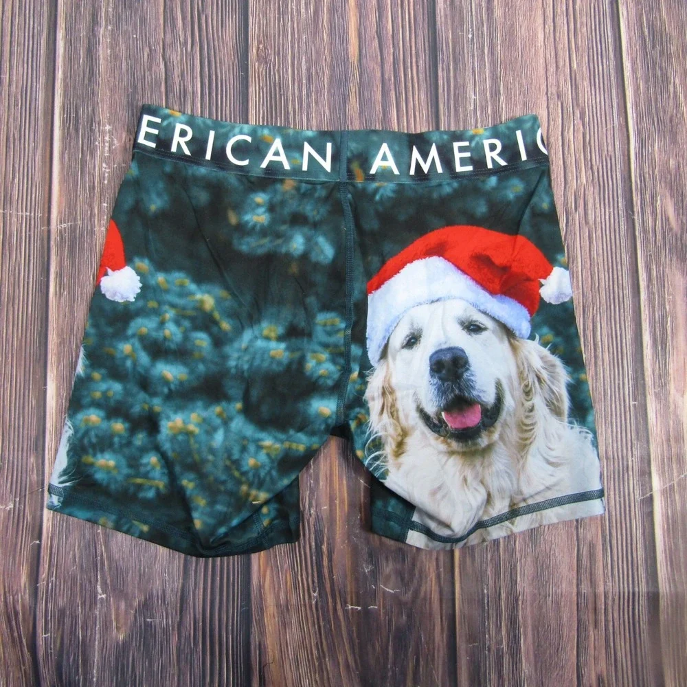 American Eagle NEW NWT Mens Medium Boxer Briefs Dog Christmas Xmas Gift Stocking